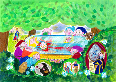 月刊「灯台」今月のおはなし「白雪姫」イラスト